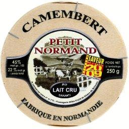 Petit Normand, Camembert au lait cru garanti fabrique en Normandie, la boite, 250g