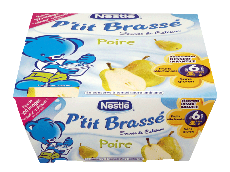 Desserts bébé 6 + mois, poire Nestlé P'tit Brassé