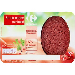 Steaks haches pur boeuf, 15% MG