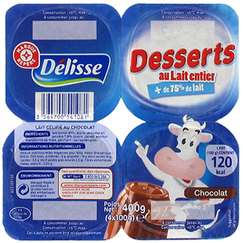 Dessert lacte Delisse Chocolat 4x100g