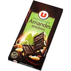 Chocolat noir aux amandes U, 200g