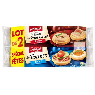 Jacquet, Les toasts pour foie gras brioche, les 2 paquets de 36 toasts - 500g