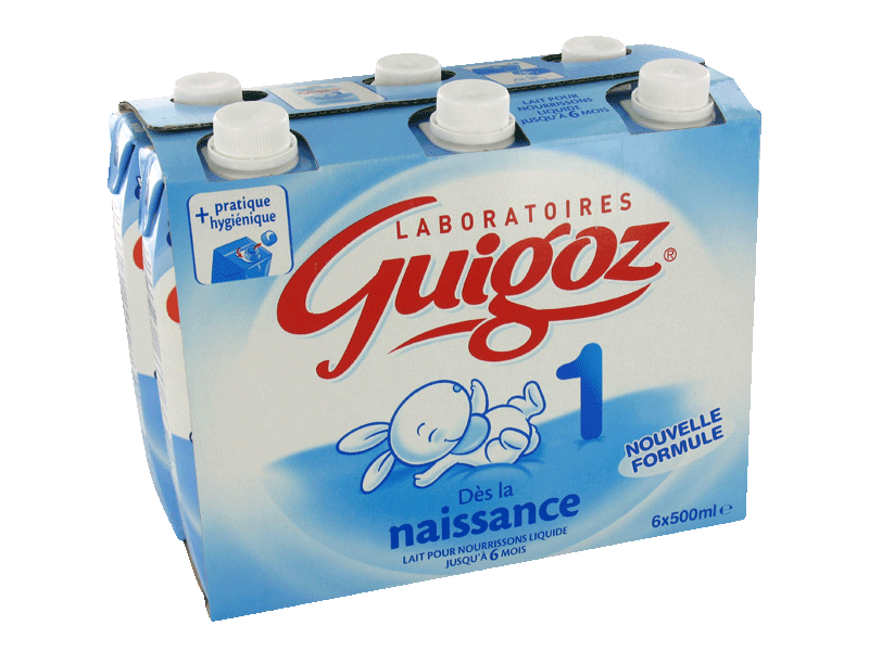 Laboratoire Guigoz, 1, lait liquide pour nourrissons jusqu'à 4 mois, 6 x 500ml, 3000ml