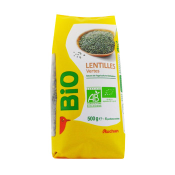Auchan bio Lentilles vertes 500g