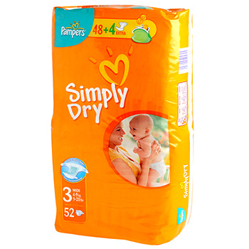 Couches Pampers Simply Dry Geant T3 4-9kg x56