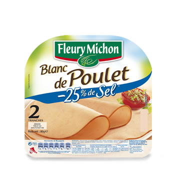 FLEURY MICHON Blanc de poulet 100% filet 4 tranches 150g pas cher 