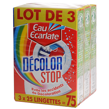 Lingettes eau ecarlate decolor stop 3x25 - Tous les produits  anti-décoloration - Prixing