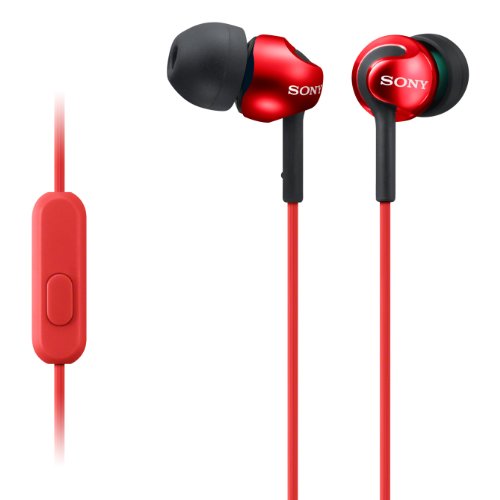 Sony MDR-EX110LAR.AE Ecouteurs intra-auriculaires 103 dB/mW 5-24 000 Hz cordon 1,2m + télécommande universelle Rouge