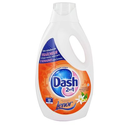 Dash 2en1 liquide fleurs de mandarinier 25 lavages 1.83l - Tous les  produits poudre et liquide - Prixing