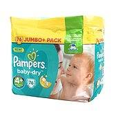 Couches baby dry jumbo + taille 4 + PAMPERS, paquet x76