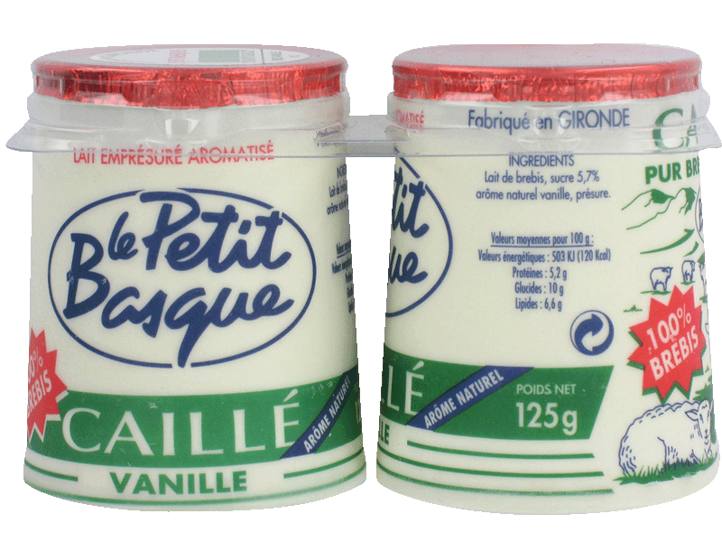 Le Petit Basque caillé pur brebis vanille 2x125g