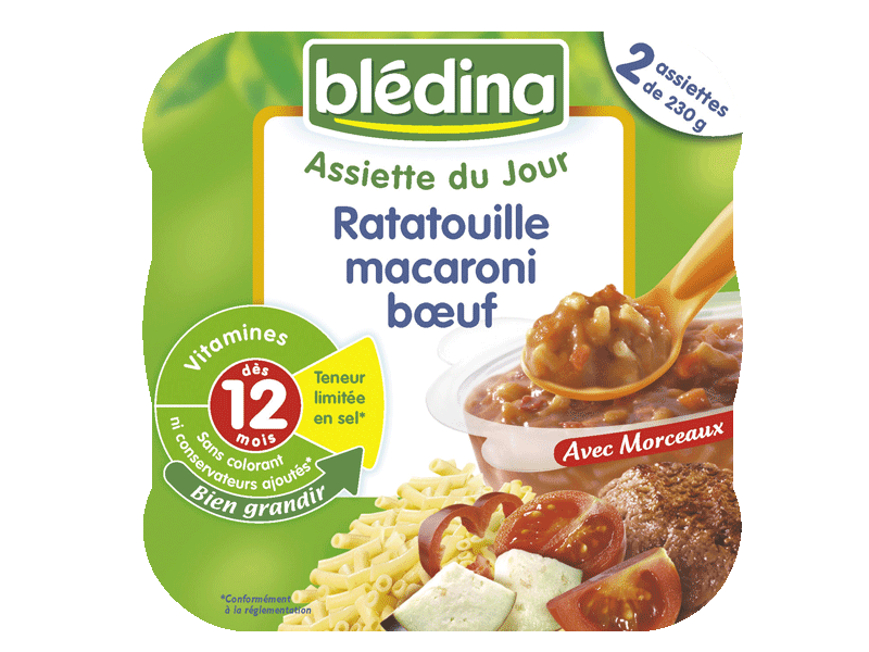 Assiette du jour Ratatouille macaroni boeuf 2x230g