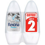 Deodorant anti traces Crystal Clear aqua REXONA, 2 billes de 50ml