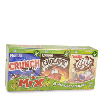 NESTLE Mix mini boites de céréales Lion Chocapic Nesquik Crunch Cookie  crisp 6 boites 190g pas cher 