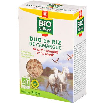 Duo de riz Camargue Bio village semi-complet et riz rouge 500g