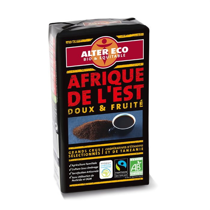 Alter Eco, Cafe moulu Afrique de l'Est arabica et robusta BIO, le paquet de 250 g