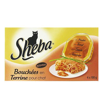 Sheba, Bouchees en terrine pour chat, les 4 boites de 100 g