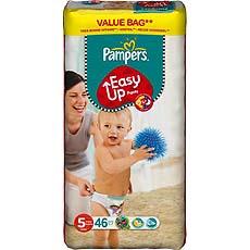Couches Easy Up junior PAMPERS, taille 5, 12 a 18kg, 46 unites