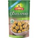 Tramier Olives Apéro - Olives vertes à l'ail le sachet de 150 g net égoutté