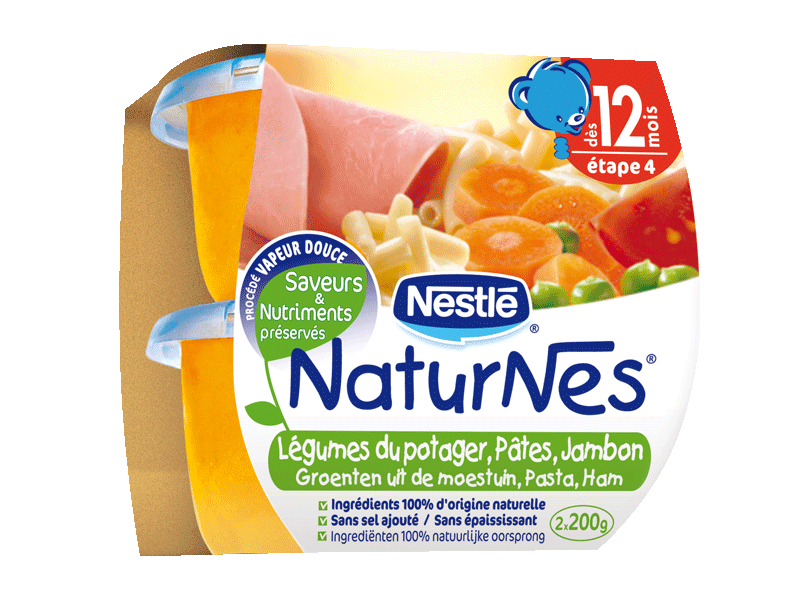 Nestle naturnes carottes pates jambon des 12mois 2x200g