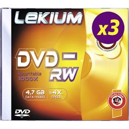 Lekium, Dvd-rw 4,7gb 4x jwc , le pack de 3