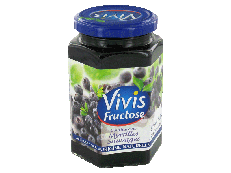 Confiture de myrtilles au fructose VIVIS, 400g