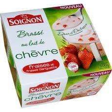 Yaourt brassé à la fraise lait de chèvre SOIGNON, 4X125g