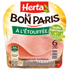 Jambon Le Bon Paris sans couenne HERTA, 6 tranches, 270g