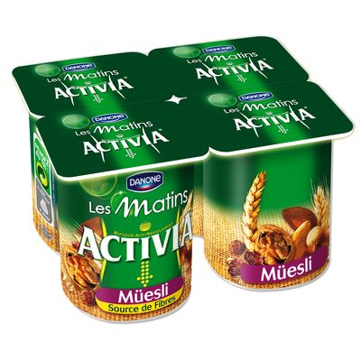 Activia yaourts aux cereales muesli source de fibres 4 x 155g