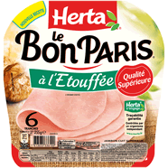 Jambon de Paris Découénné Dégraissé sans gluten Le Bon Paris HERTA, 6tranches de 255g