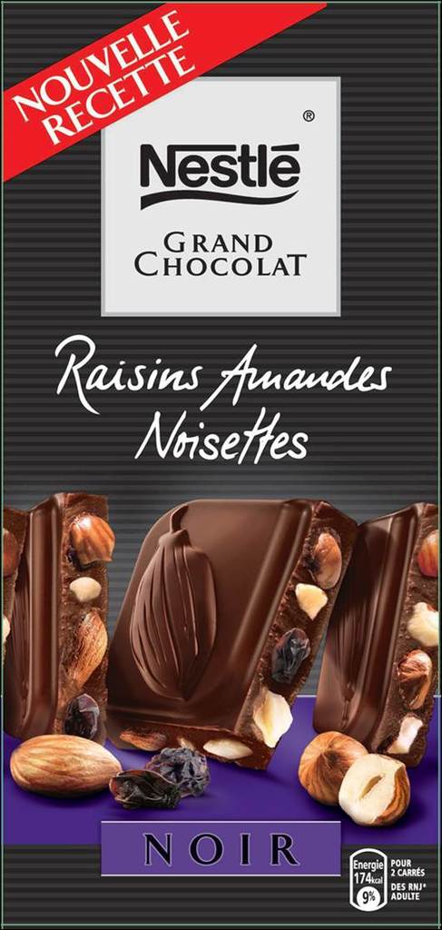 Nestle grand chocolat noir raisins amandes noisettes 200g