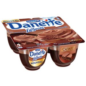 Dessert lacté au chocolat sous mousse fouettée au cacao le liégeois sensation DANETTE, 4x100g