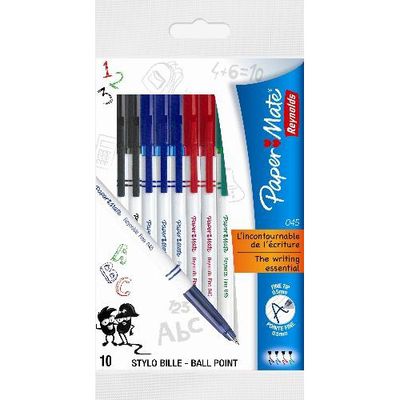 Paper mate 10 stylos bille assortis en sachet