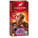 Côte d'Or lait raisins noisettes 2x200g