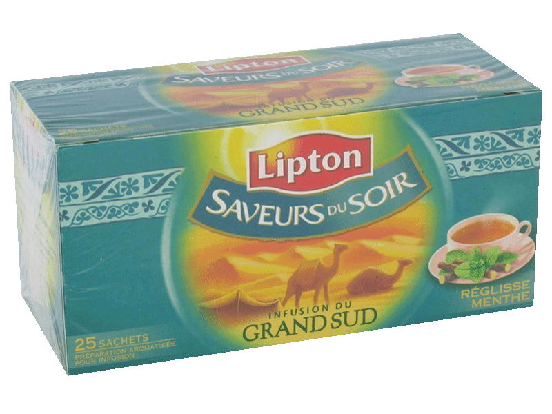Lipton Saveurs du Soir - Infusion Grand Sud réglisse menthe la boite de 25 sachets - 41 g