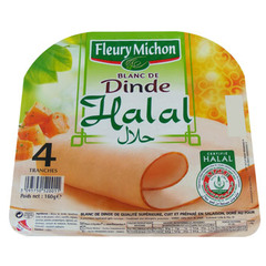 Fleury Michon, Blanc de dinde, certifie Halal, les 4 tranches - 160g
