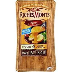 Riches Monts, Les Idees Raclette - Assortiment tranches de fromages nature & saveur Gouda, la barquette de 400 gr