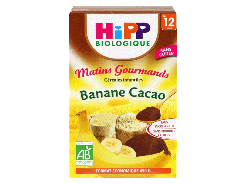 Hipp bio matins gourmands cereale cacao banane 450g 12mois