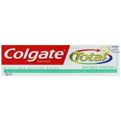 Dentifrice rayures fraiches COLGATE Total, 75ml