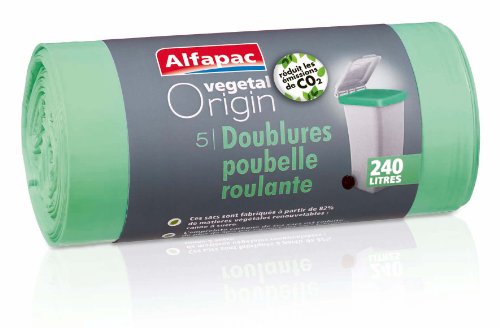 Sacs poubelle 240l doubles pour containers Vegetal Origin ALFAPAC, 5 unites