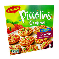 Mini pizzas Diavolo, pepperoni, fromage, poivron