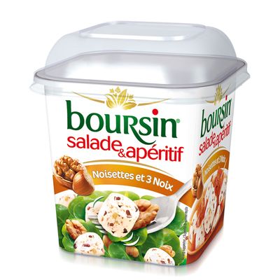 BOURSIN Salade au lait pasteurise noisettes et noix, 41%MG, 120g