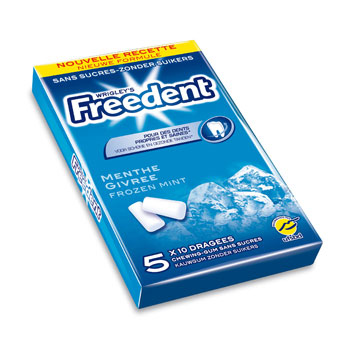 Chewing gum Freedent Menthe givree 5x10
