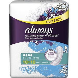 Always discreet serviettes incontinence long x20 duopack