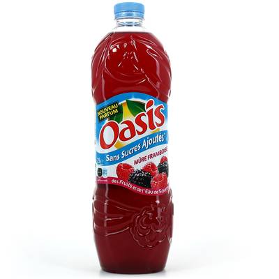 OASIS sans sucre ajoute mure framboise, bouteille de 2l