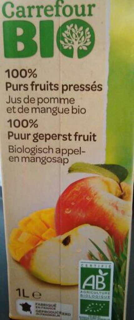 Jus de fruits bio 100% purs fruits pressés Carrefour Bio