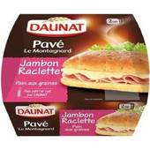 Sandwich pain pave Montagnard au jambon et raclette DAUNAT, 180g
