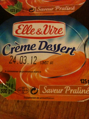 Crème dessert au praliné ELLE ET VIRE, 4x125g