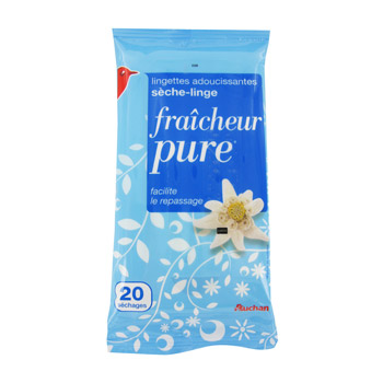 Auchan lingette adoucissante pure fraicheur x20 - Tous les produits soin du  linge - Prixing