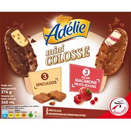 Adélie, Glace mini colosse saveur speculoos et macarons fruits rouge, les 6 glaces de 60 ml